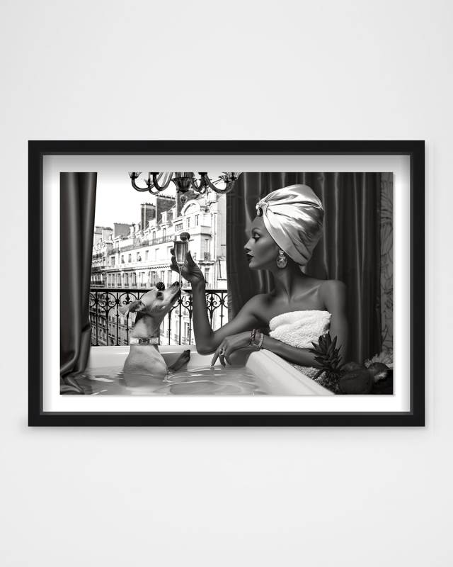 "Tropical Bath Noir" Framed Wall Art Print